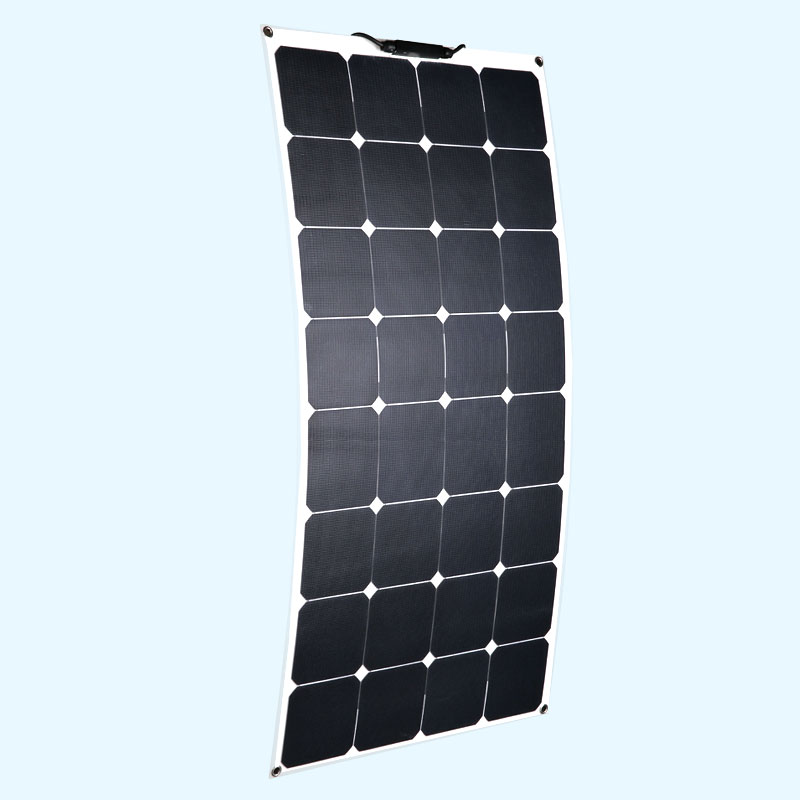 100W柔性板帶0.3米MC4輸出線,太陽能柔性板廣泛應用于游艇、房車、觀光車車頂發電系統