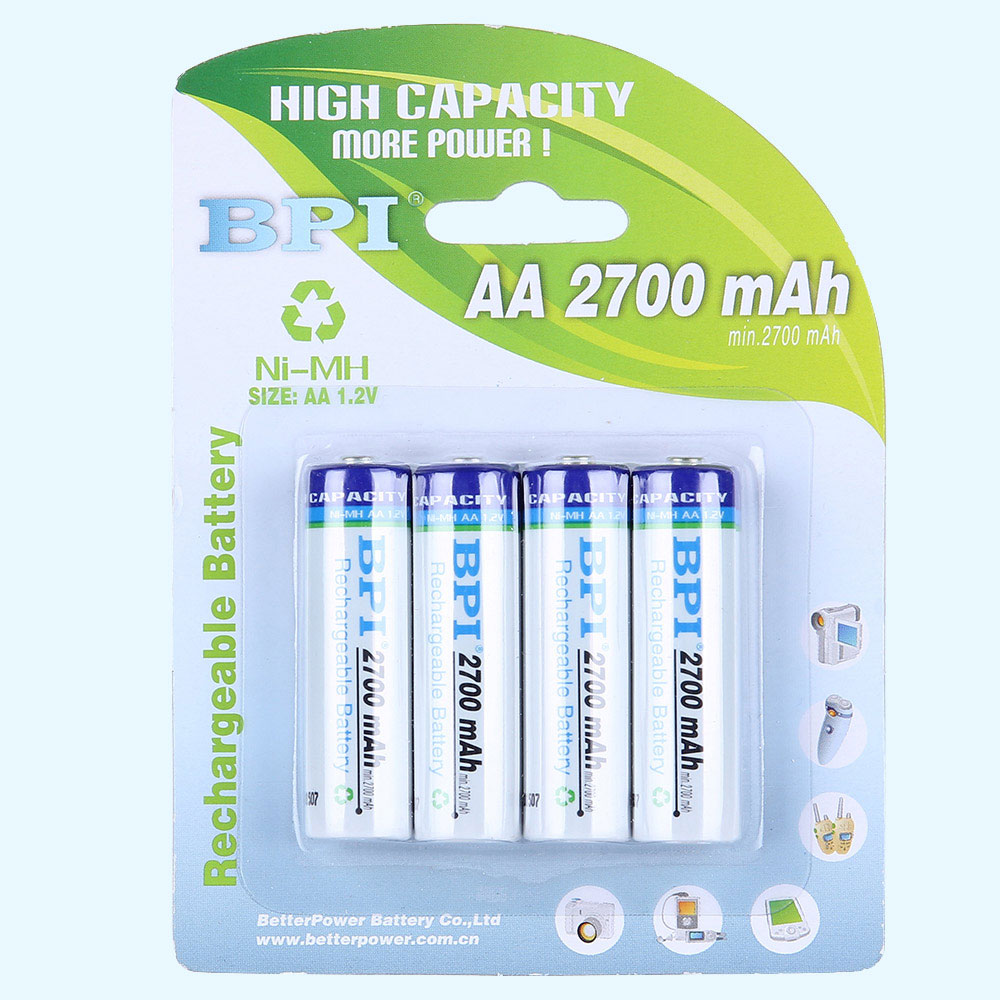 BPI跨境電商用AA5號2700mAh毫安民用高容量鎳氫電池,應用于KTV話筒,電動剃須刀及游戲機手柄電池